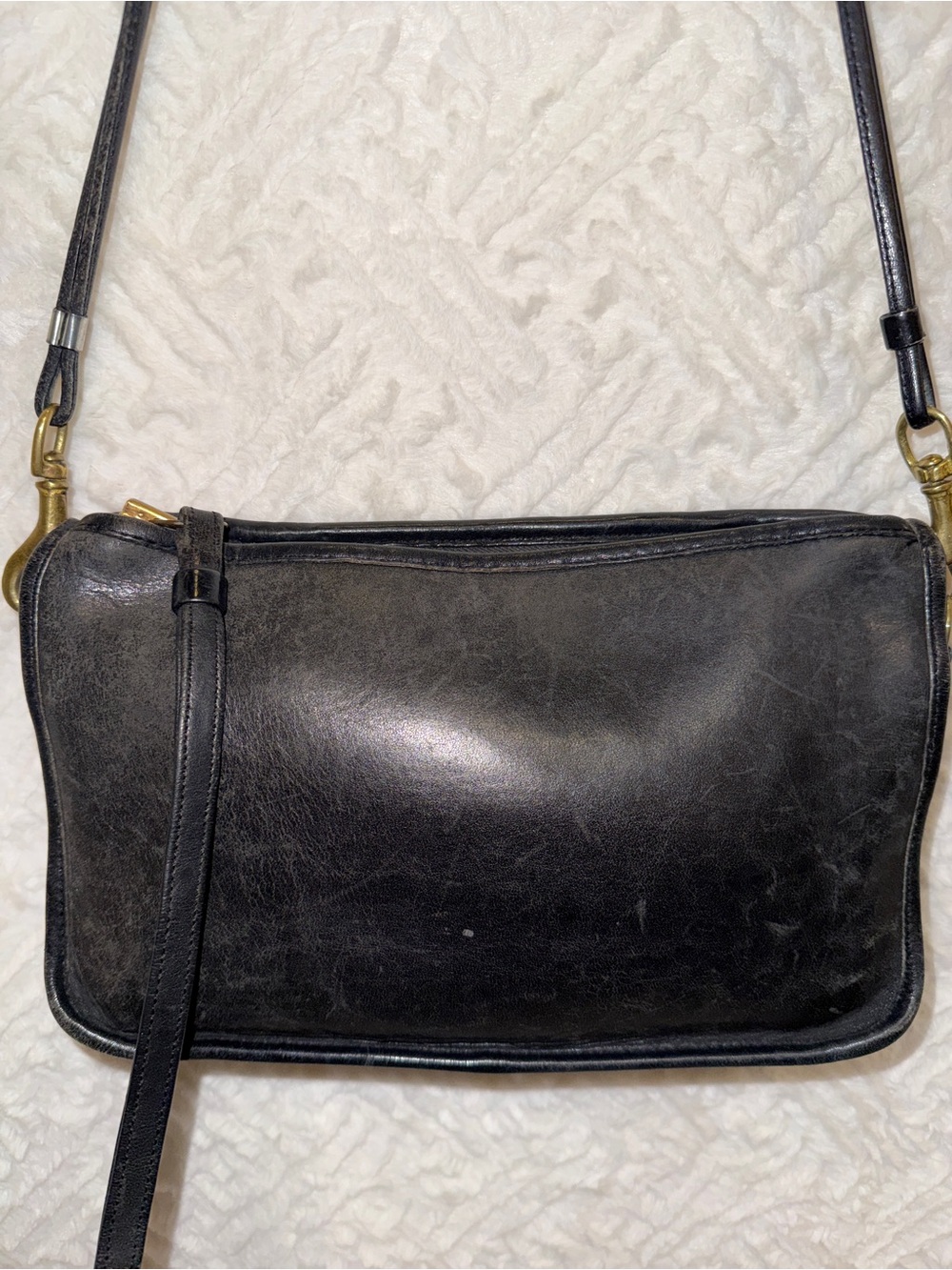 Vintage HTF Coach Black Leather Crossbody Made in New York